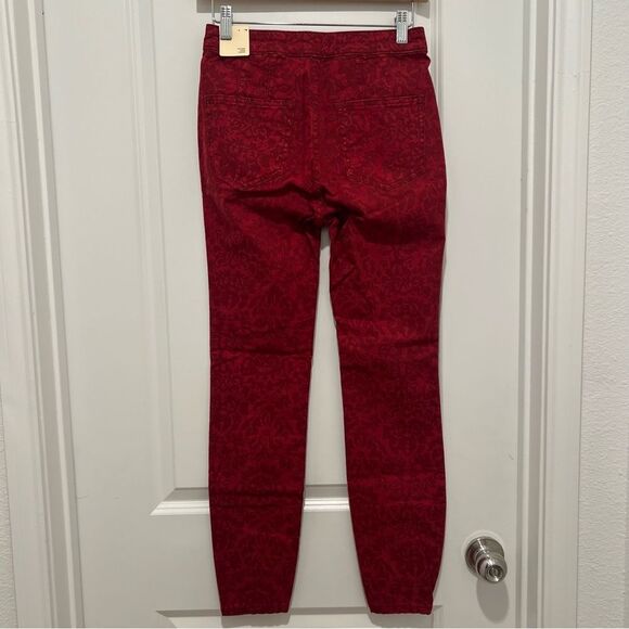 Anthropologie Pilcro Flocked High-Rise Red Denim Leggings Women's Sz. 26 NWT - Picture 7 of 16